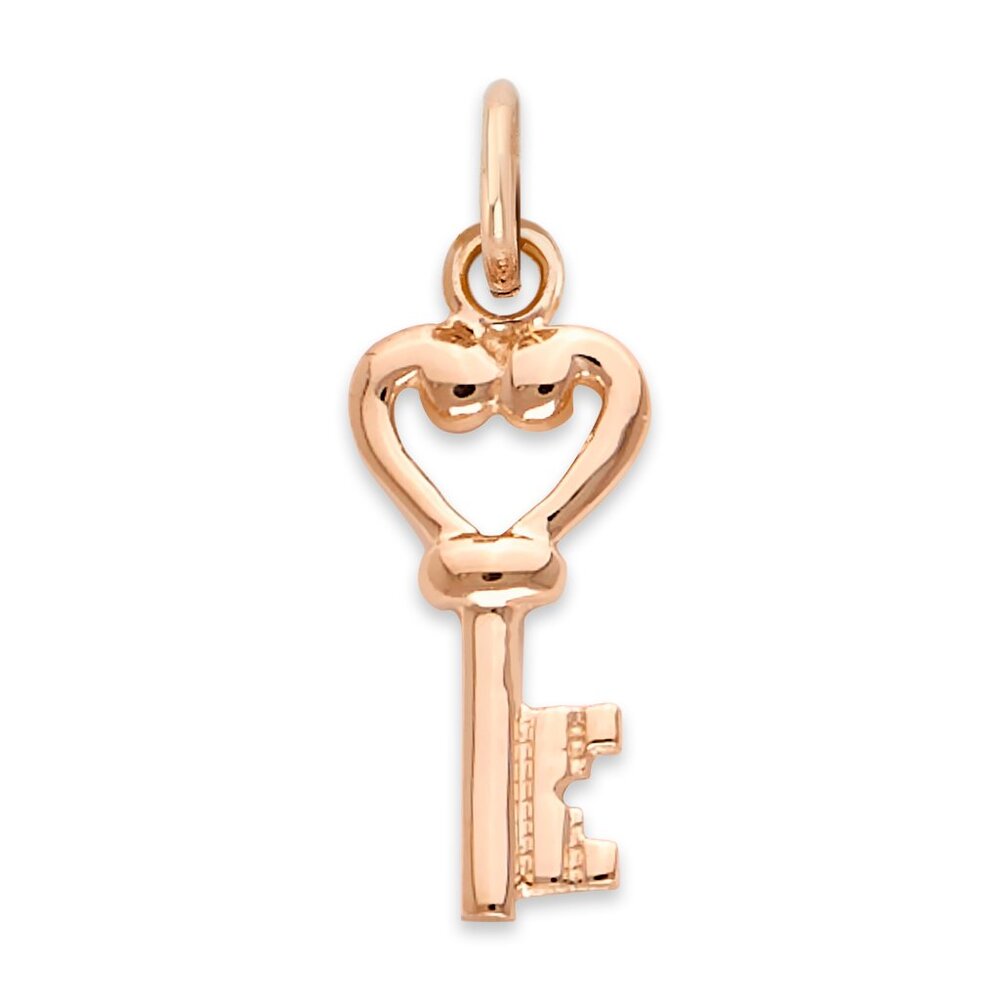 Solid 14k Rose Gold Key to My Heart Charm - Symbolic Jewelry Gifts for Women
